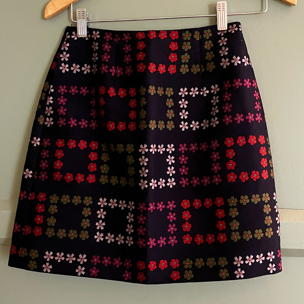 Ted Baker London embroidered navy blue floral pencil skirt women’s size 0